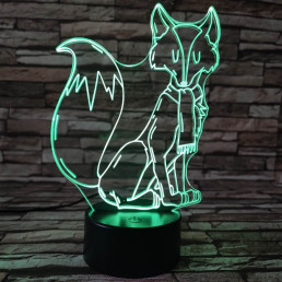 Sálas róka  7 színű 3D led lámpa