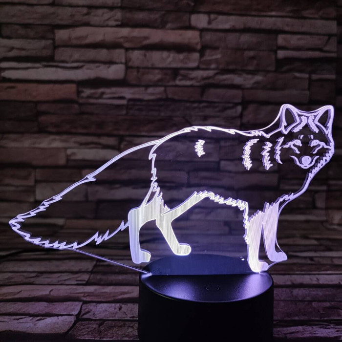 Róka 3 7 színű 3D led lámpa