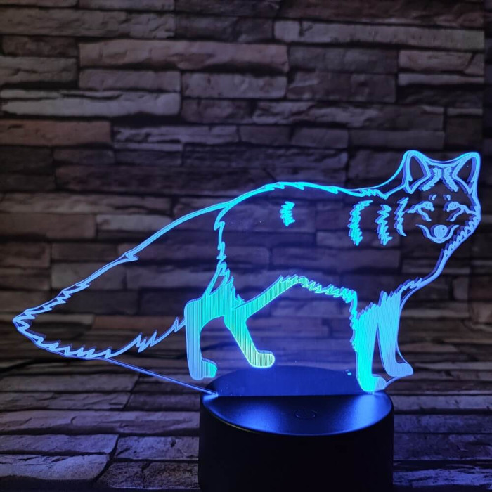 Róka 3 7 színű 3D led lámpa