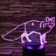 Róka 3 7 színű 3D led lámpa