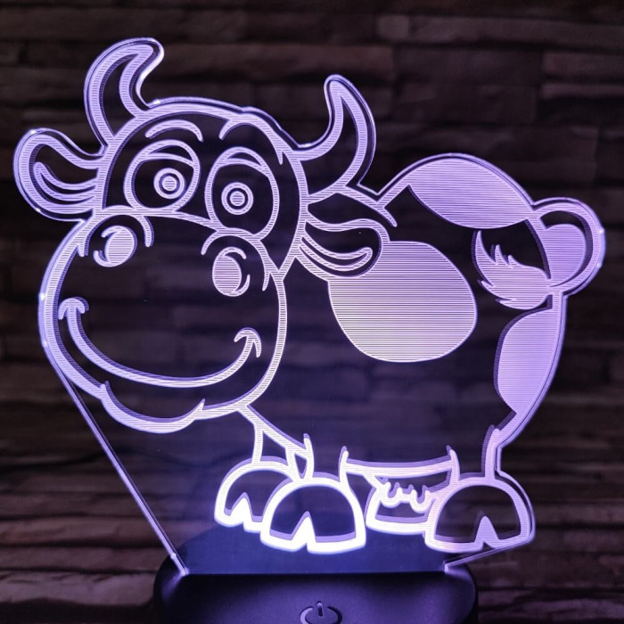 Tehén 7 színű 3D led lámpa
