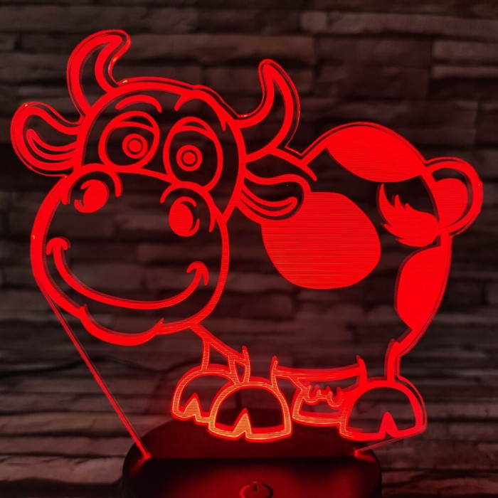 Tehén 7 színű 3D led lámpa