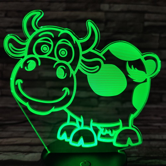Tehén 7 színű 3D led lámpa