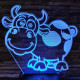 Tehén 7 színű 3D led lámpa