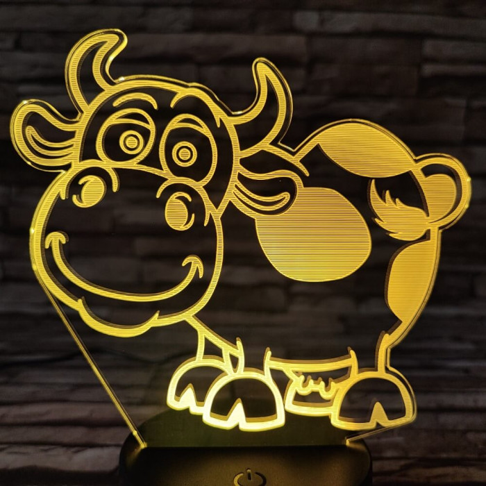 Tehén 7 színű 3D led lámpa