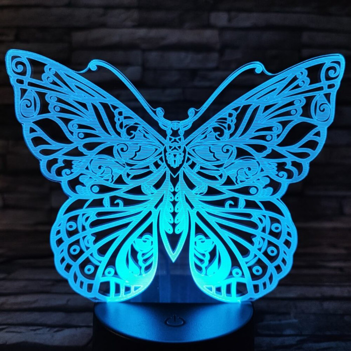 Pillangó 2 7 színű 3D led lámpa 