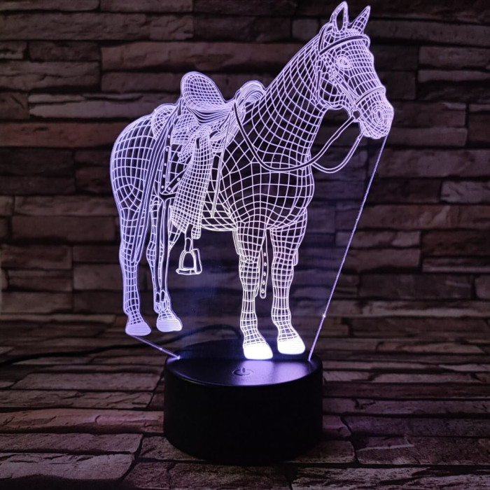 Ló nyereggel 7 Színű 3D led lámpa