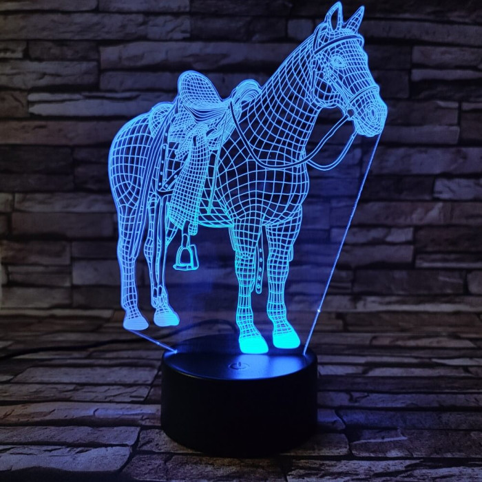 Ló nyereggel 7 Színű 3D led lámpa