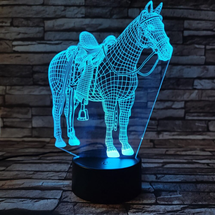 Ló nyereggel 7 Színű 3D led lámpa