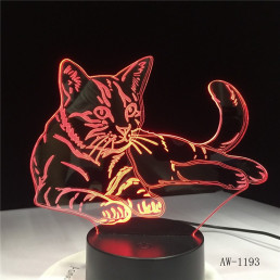 Fekvő Cica 3D led lámpa
