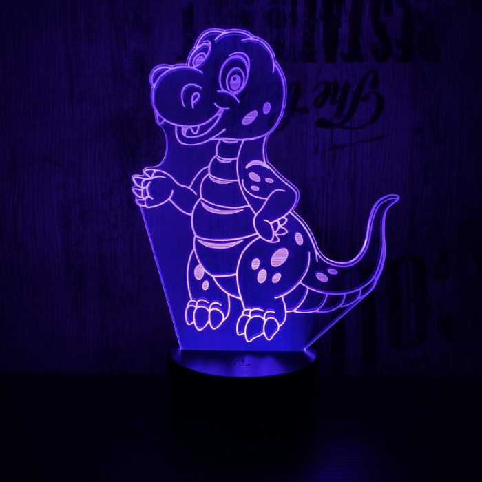 Kicsi dinó 7 színű 3D led lámpa