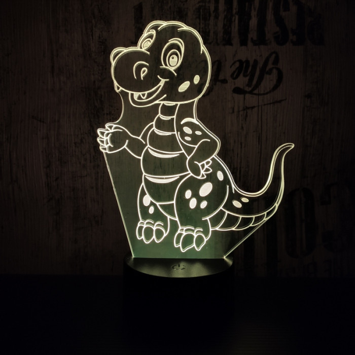 Kicsi dinó 7 színű 3D led lámpa