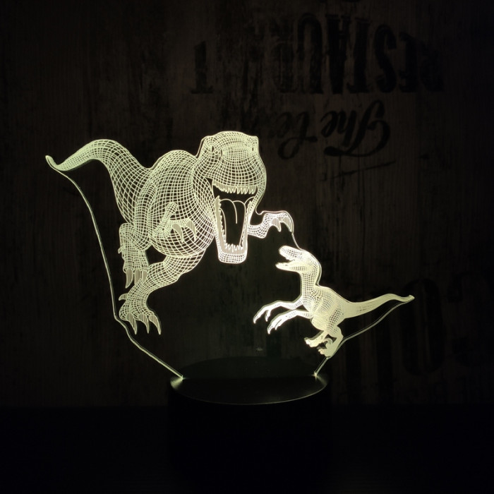 T-Rex és Velociraptor 7 színű 3D led lámpa