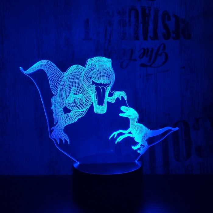 T-Rex és Velociraptor 7 színű 3D led lámpa