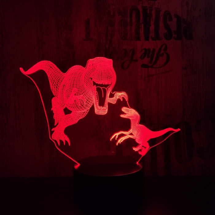 T-Rex és Velociraptor 7 színű 3D led lámpa