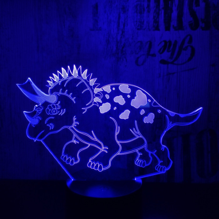 Triceratops 7 színű 3D led lámpa