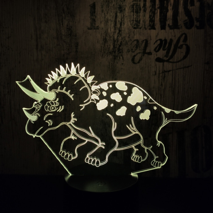 Triceratops 7 színű 3D led lámpa