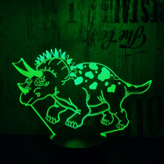 Triceratops 7 színű 3D led lámpa