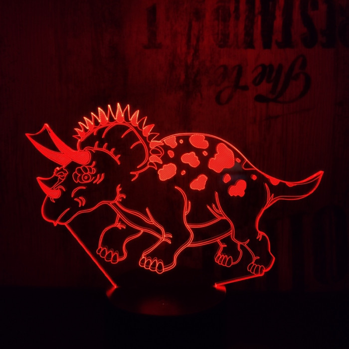Triceratops 7 színű 3D led lámpa