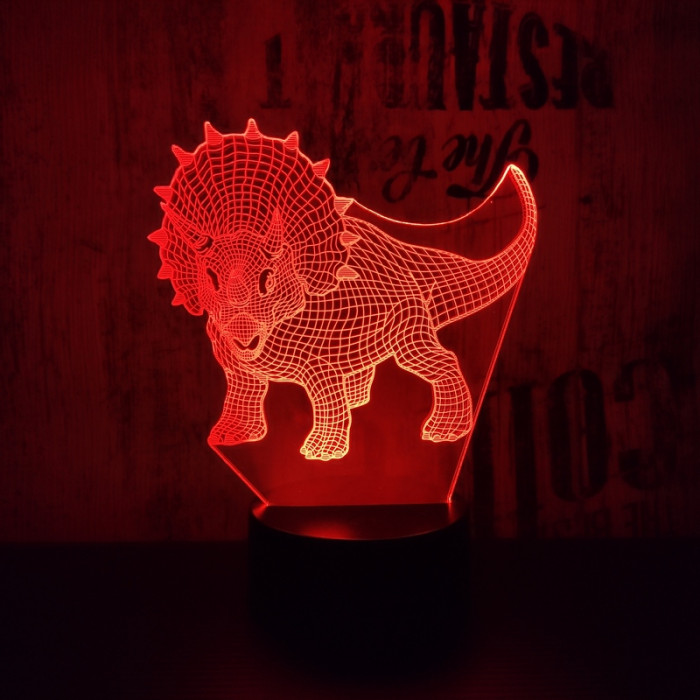 Triceratops 2 7 színű d lámpa