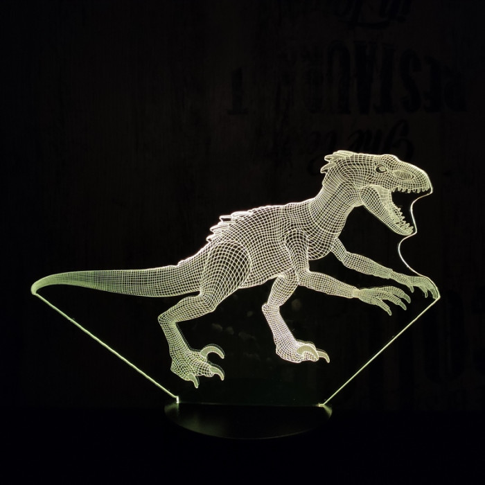 Indoraptor  7 színű  3D led lámpa