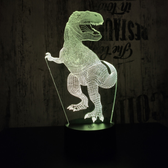 T-Rex 7 7 színű 3D led lámpa