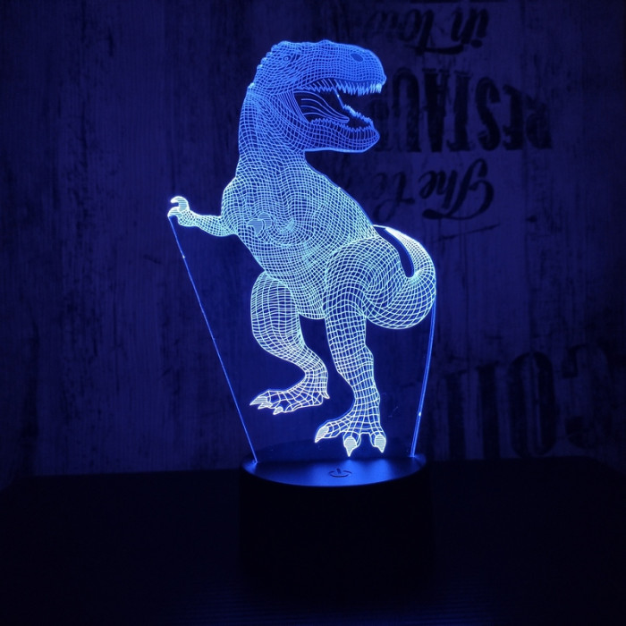 T-Rex 7 7 színű 3D led lámpa