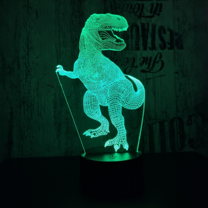 T-Rex 7 7 színű 3D led lámpa
