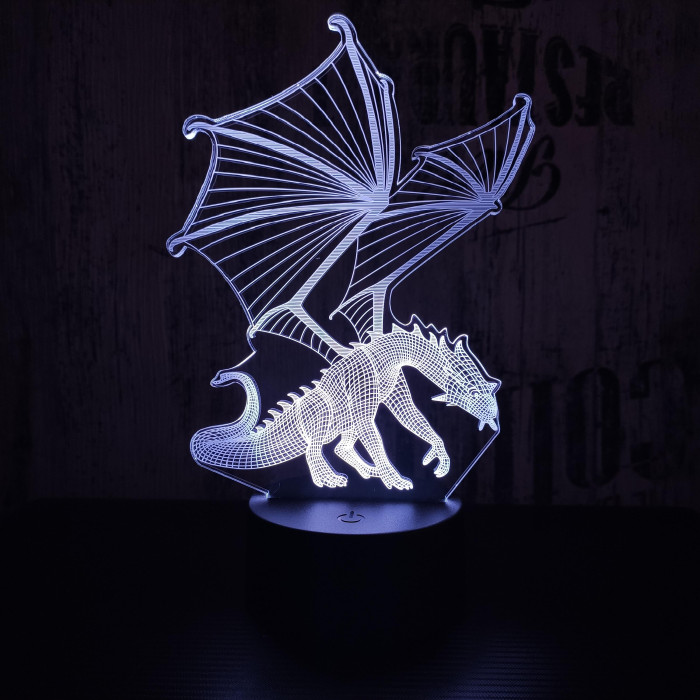 Sárkány 4 7 színű 3D led lámpa