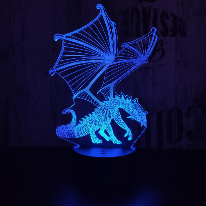 Sárkány 4 7 színű 3D led lámpa