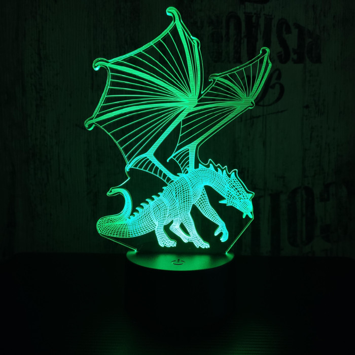 Sárkány 4 7 színű 3D led lámpa