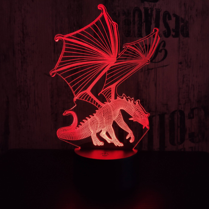 Sárkány 4 7 színű 3D led lámpa