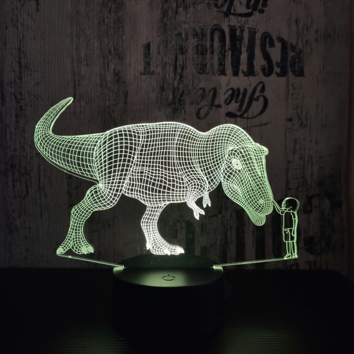 Szelidített T-rex 7 színű 3D led lámpa