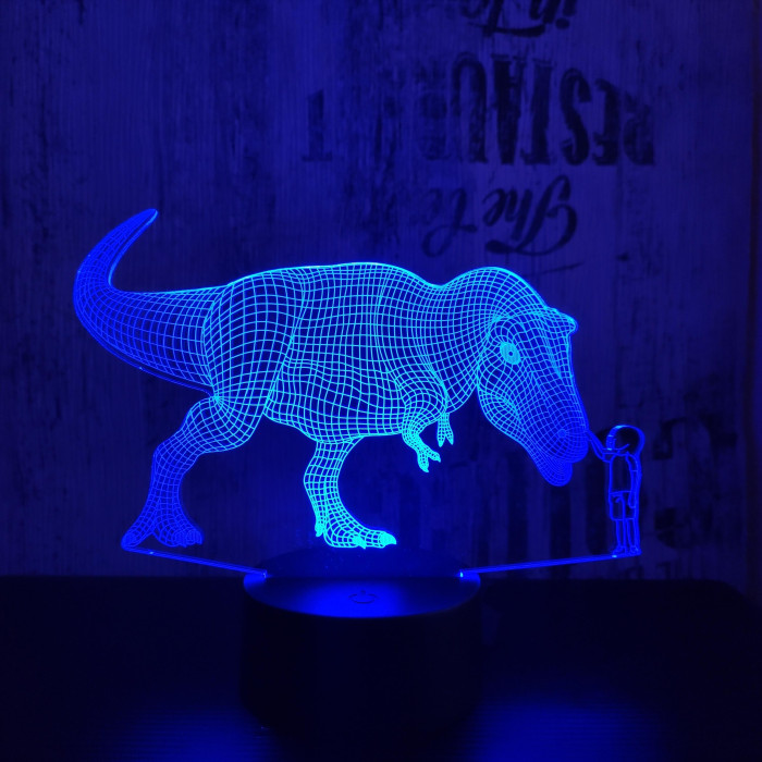 Szelidített T-rex 7 színű 3D led lámpa