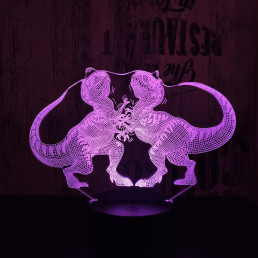 Dinók viadala 7 színű 3D led lámpa