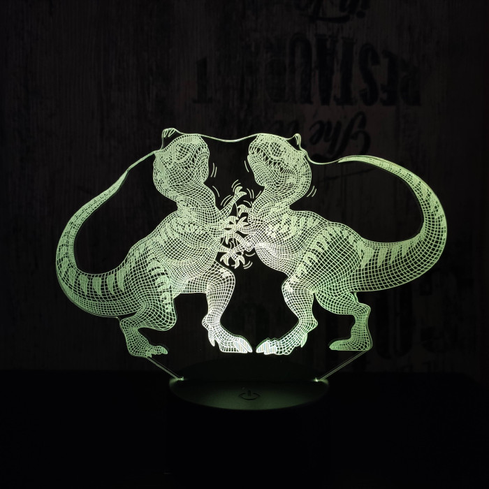 Dinók viadala 7 színű 3D led lámpa