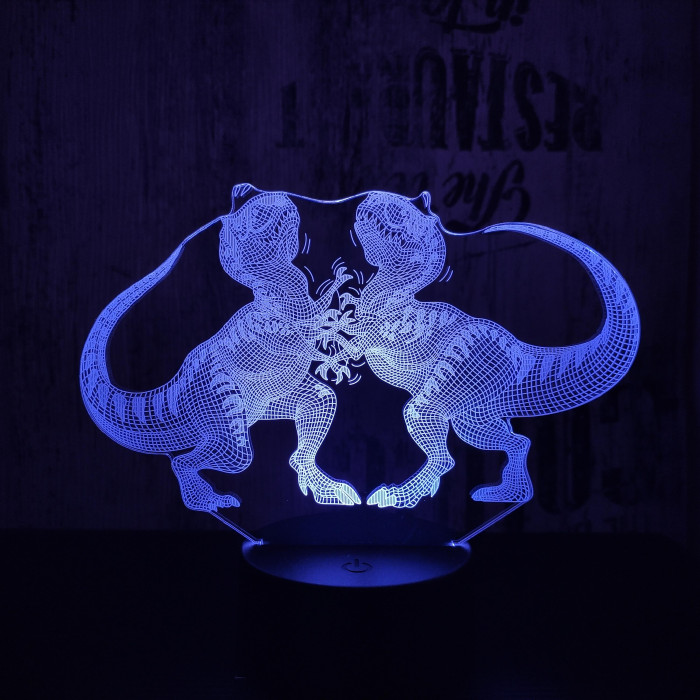 Dinók viadala 7 színű 3D led lámpa