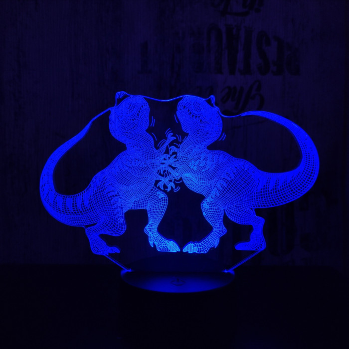 Dinók viadala 7 színű 3D led lámpa