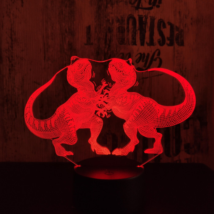 Dinók viadala 7 színű 3D led lámpa