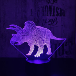 Triceratops 3 7 színű 3D led lámpa