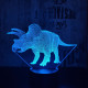 Triceratops 3 7 színű 3D led lámpa
