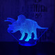 Triceratops 3 7 színű 3D led lámpa