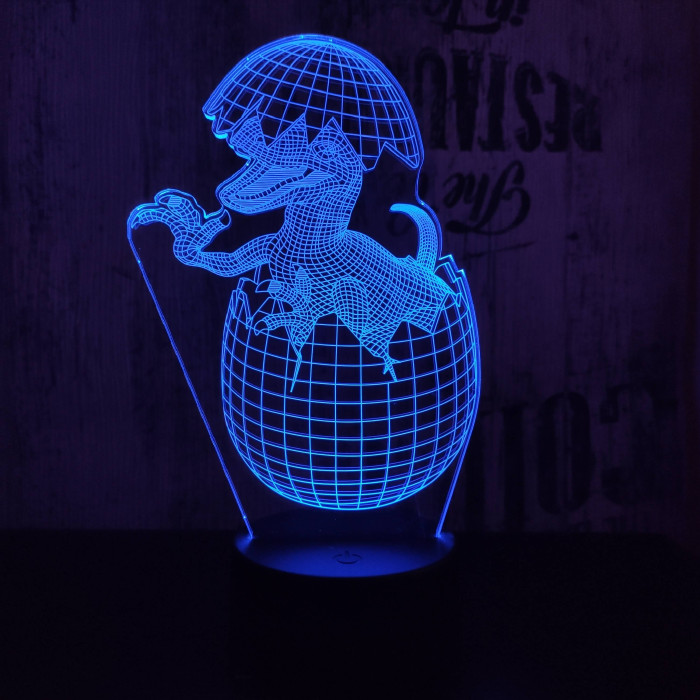 Velociraptor tojás 7 színű 3D led lámpa