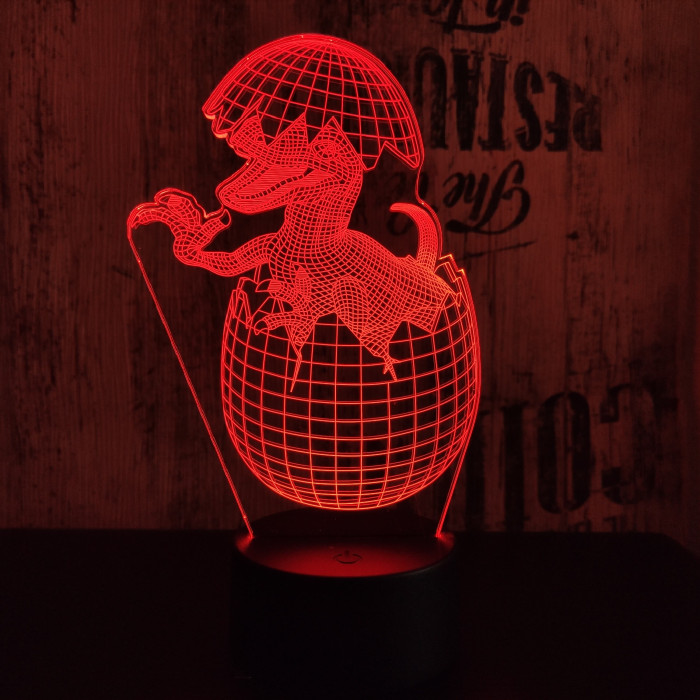 Velociraptor tojás 7 színű 3D led lámpa