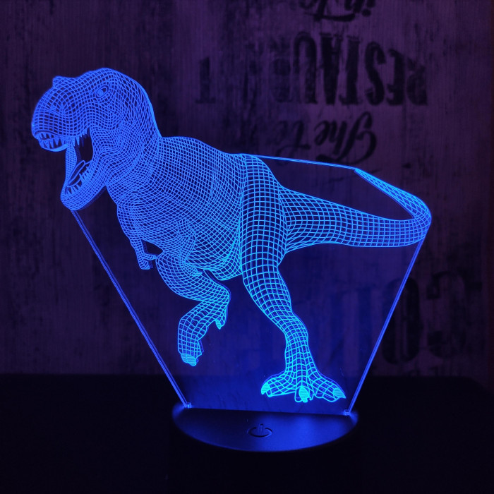 T-Rex 6 7 színű 3D led lámpa