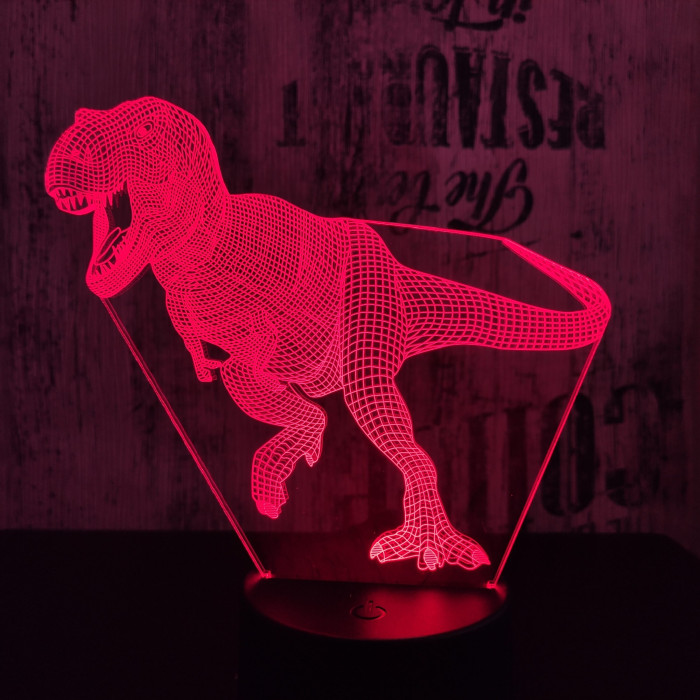 T-Rex 6 7 színű 3D led lámpa