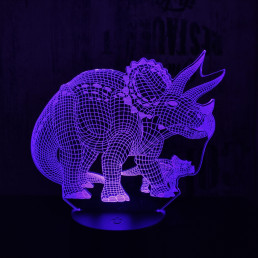 Triceratops család 7 színű 3D led lámpa
