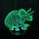 Triceratops család 7 színű 3D led lámpa