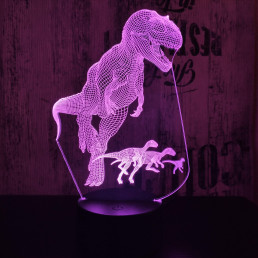 Alfa a T rex 7 színű 3D led lámpa