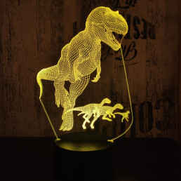 Alfa a T rex 7 színű 3D led lámpa